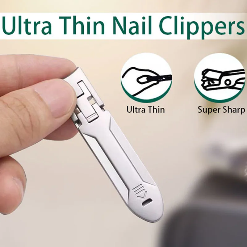 Ultra-Thin Nail Clippers Fingernail Collapsible Stainless Steel Manicure Tools Nail Scissors Cutter