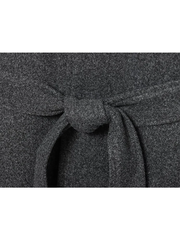 Casual Women Woolen Cloak Jacket Turtleneck Button Loose Female Cloak With Belt Autumn Winter New Fashion Warm Street Outwear