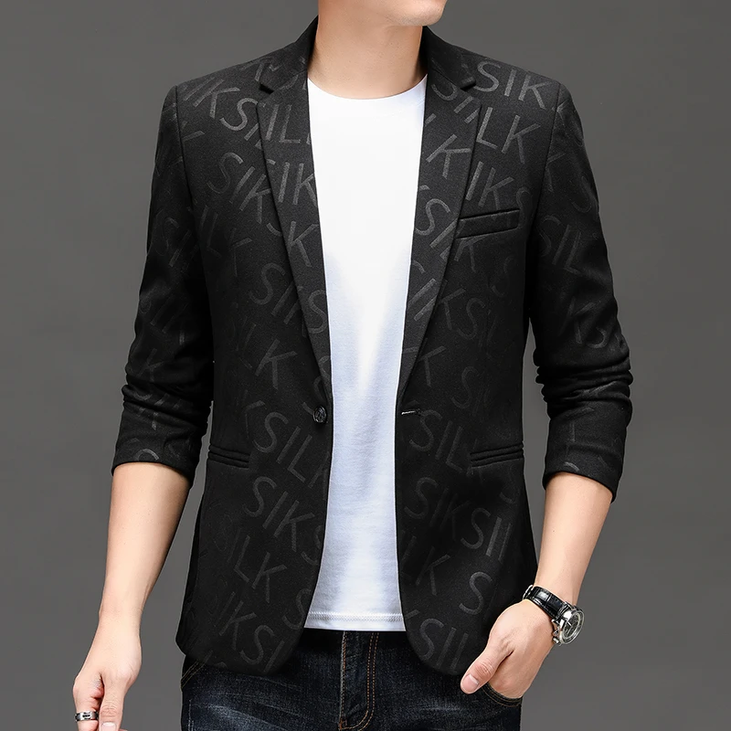 New Men's Suit Jacket High-quality Men's Clothing Business Casual Blazers Solid Color Slim Fit Blazer Plus Size 5XL-M