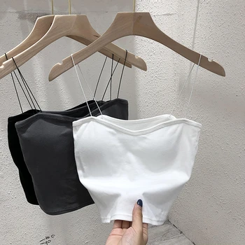 2025 المرأة بلا أكمام أعلى تانك الملابس الداخلية المجهزة بروتيل مثير البنطال القصير مع رقيقة الأشرطة عادي الأبيض تانك القمم الكورية نمط 2