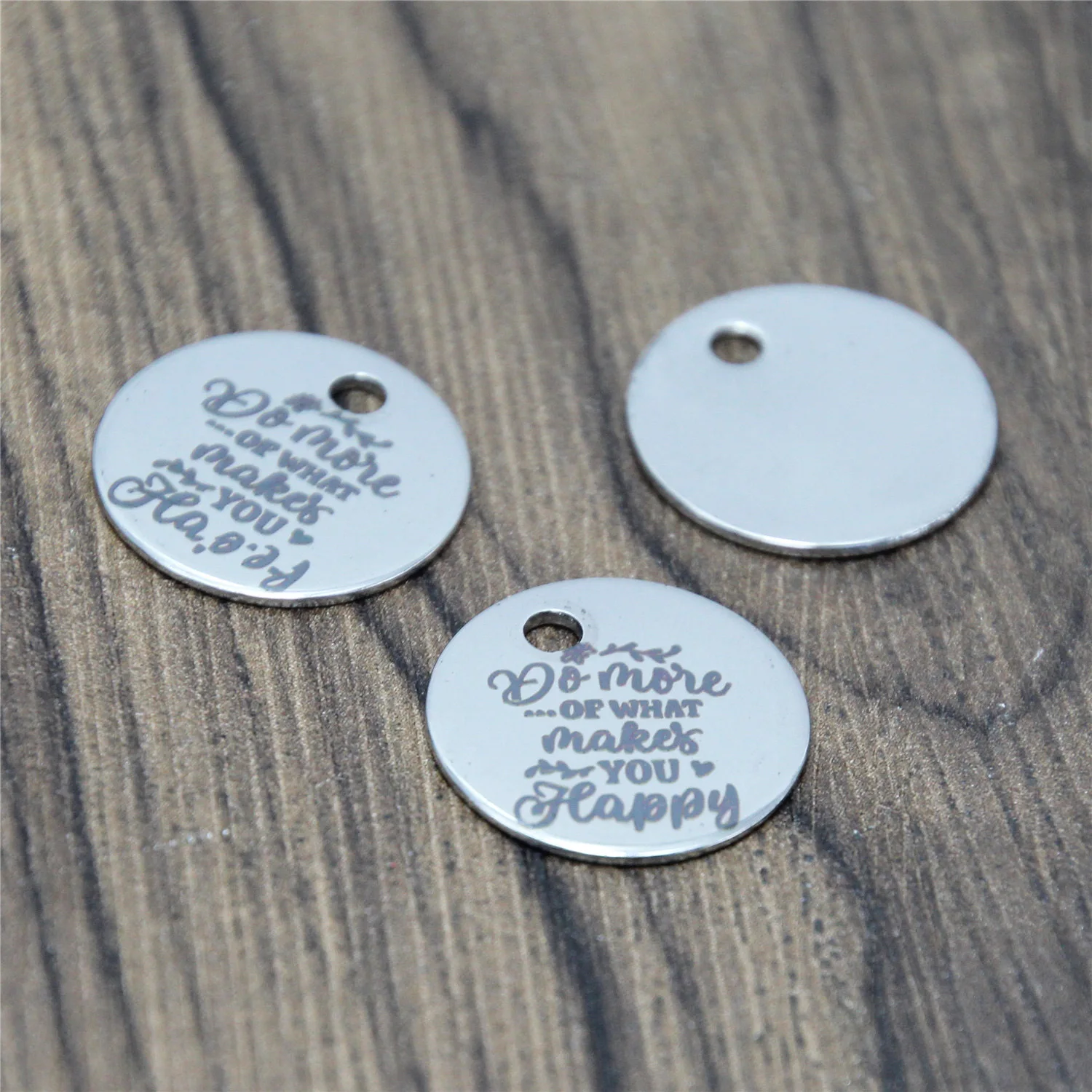 

10pcs/lot Happy charm Do more of what makes you happy message Stainless Steel Charm pendant 20mm