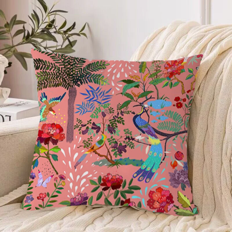 

Lounge Chairs Double Sided Printing Pillow Hugs Birds Cushion Cover 45x45 Short Plush Decorative Pillowcases 40x40 Pillowcase