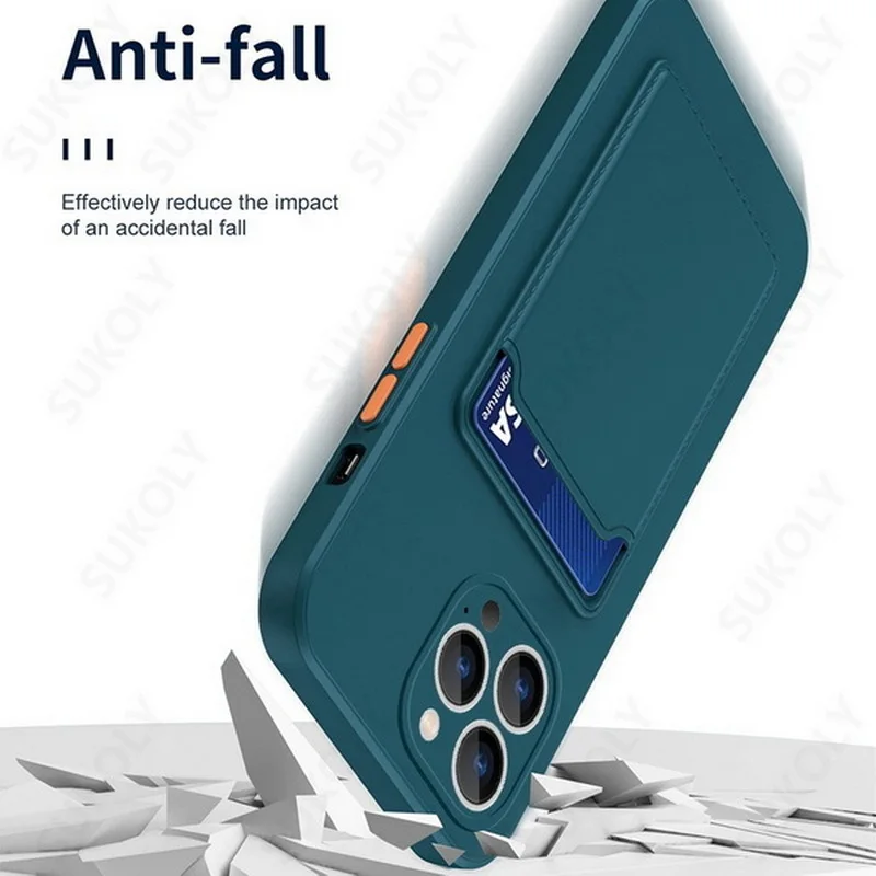 Luxus-Geldbörse mit Kartensteckplatz-Halter-Telefon-Kasten für iPhone 12 13 11 Pro Max X XR XS Max 7 8 Plus SE 2022 Weiche TPU-Geldbörse B_voghion.com