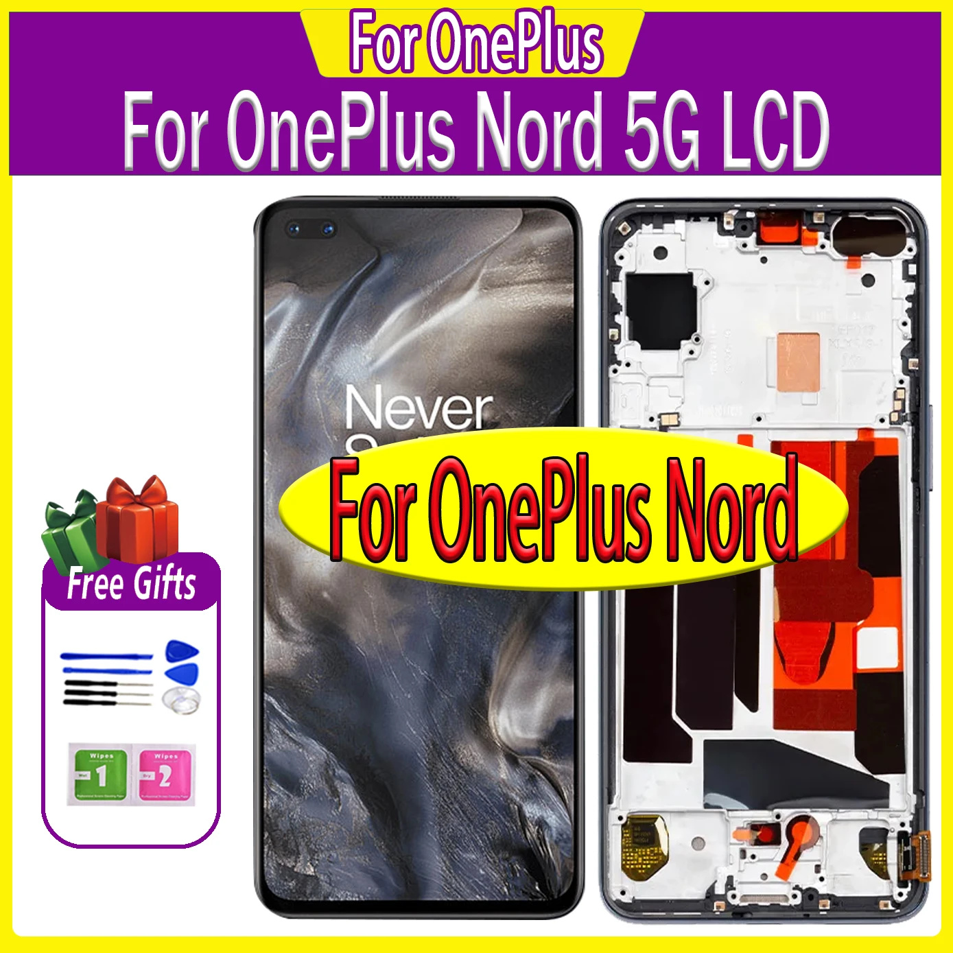 AAA качественный AMOLED ЖК-дисплей для OnePlus Nord, зеркальный дисплей, цифровой преобразователь панели AC2001 AC2003, экран в сборе
