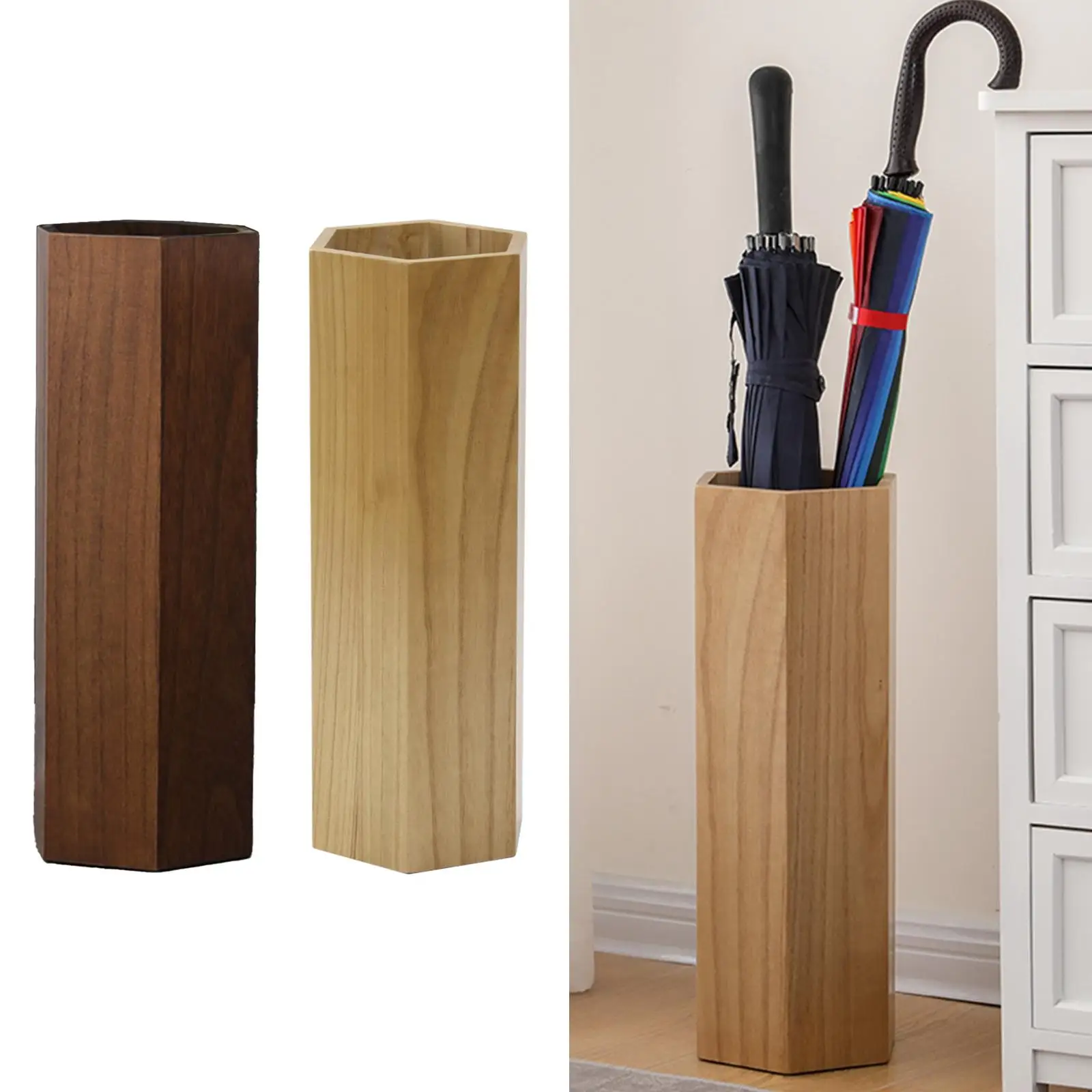 Wooden Umbrella Holder Umbrella Storage Bucket Multifunction Organizer Rack Household for Hotel Supermarket