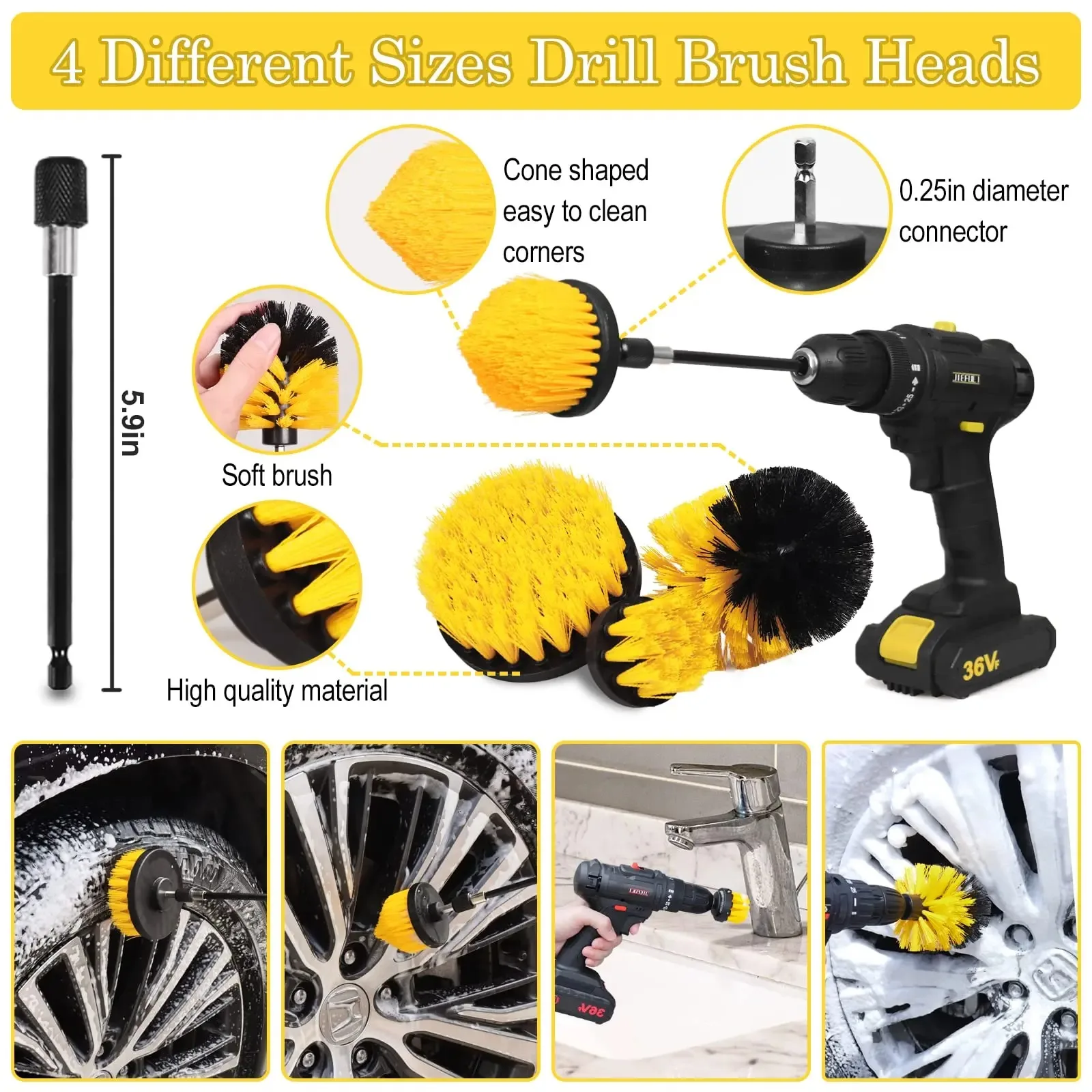 UNTIOR 26Pcs Car Detailing Brushes Car Cleaning Accessories with Tool box  Car Detailing Kit Auto Detailing Drill Brush Set