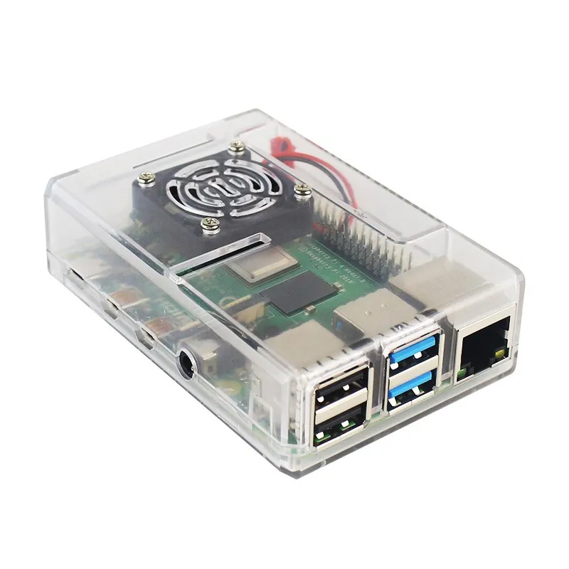 Raspberry Pi 4 Model B ABS Case with Cooling Fan Black Plastic Prectective Box f