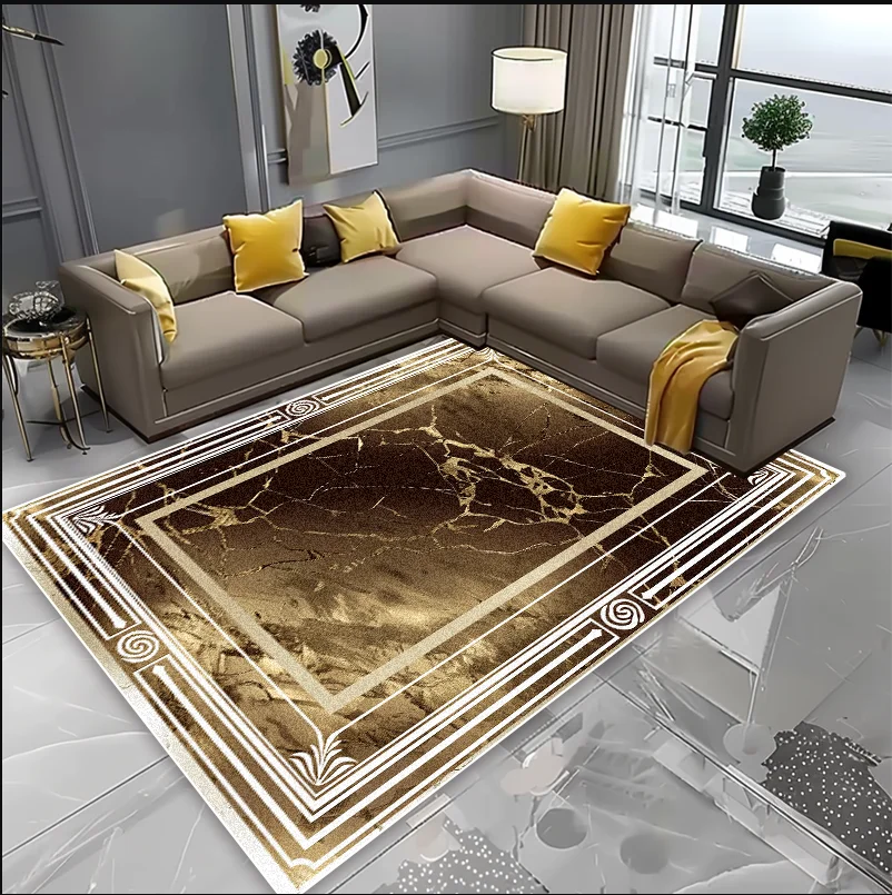 European Style Living Room Carpet Marble Pattern Bedroom Bedside Blanket Household Square Floor Mats main image 1
