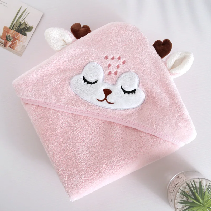 

Baby Bath Towel Hooded Baby Blankets Newborn Cartoon Infant Blanket Baby Bathrobe Coral Fleece Infant Swaddle Wrap Stroller