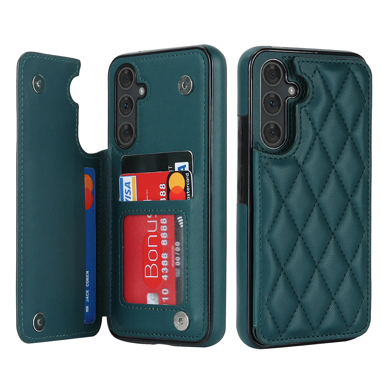 Magnetic Leather Wallet Case with Card Slot for Samsung A-Series & S-Series