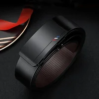 Мужские кожаные ремни, модные мужские ремни из коровьей кожи с автоматической пряжкой, роскошный дизайнерский черный ремень 105-160 см, джинсовый ремень больших размеров — изображение 3