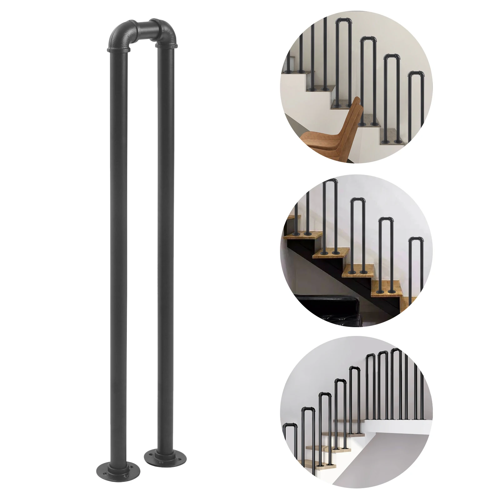 U-Shaped Industrial Wrought Iron Railing Non-Slip Safety Indoor Or Outdoor Elderly Children's Support Poles