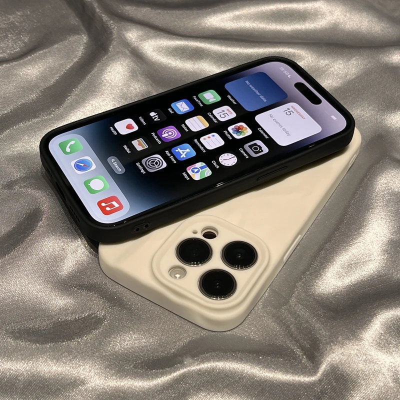 Soft Fold Pattern Phone Case For iPhone 15 14 13 12 11 Pro Max X Xs XR Max 14 15 Plus Candy Bumper Silicone Back Cover Cases