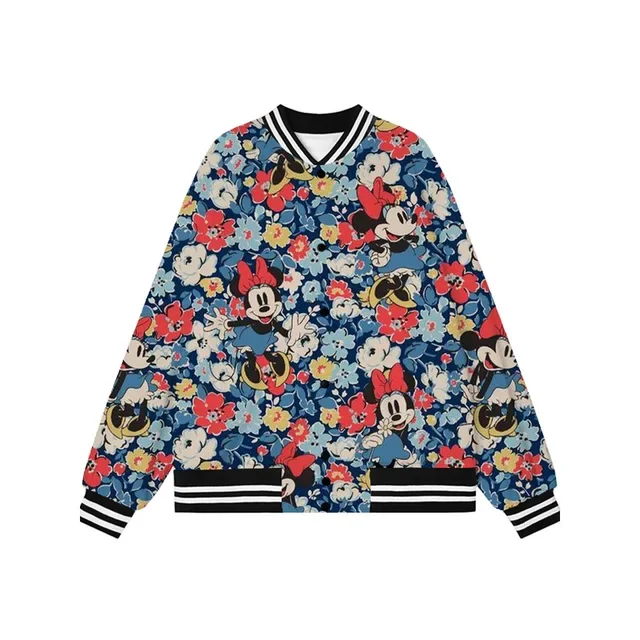 

Disney Mickey Mouse Baseball Jacket Men's Women's Casual Sweatshirt Hip Hop Harajuku Minnie Jacket Streetwear Loose Varsity Coat