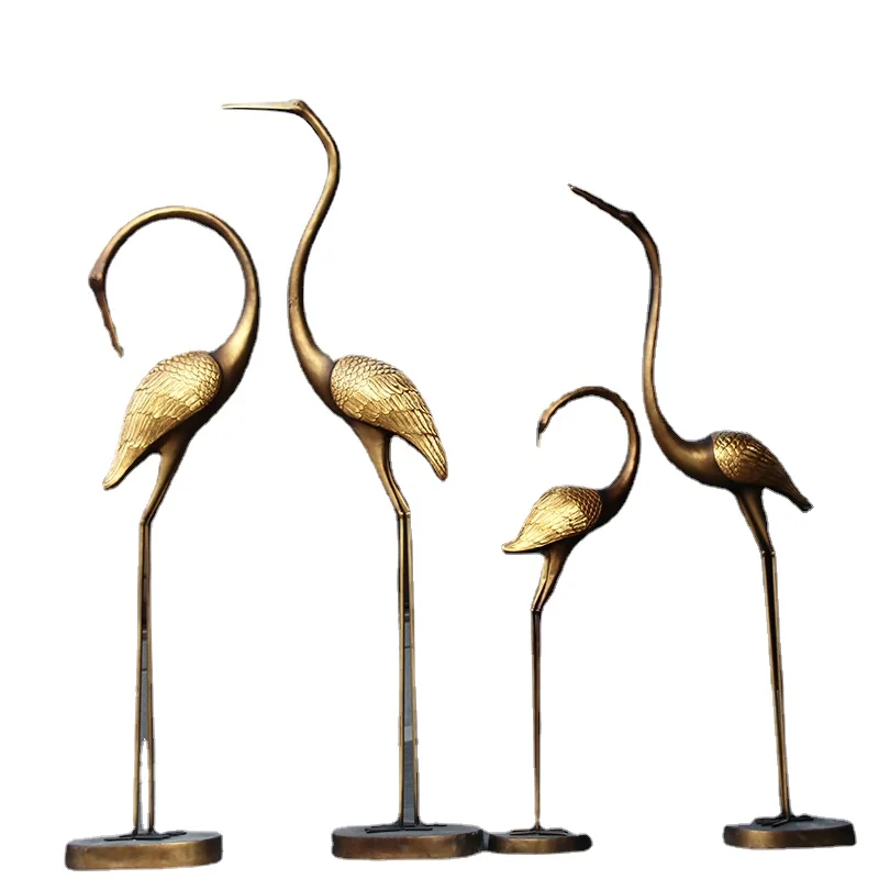 

Hxl Imitation Copper Crane Decoration Garden Landscape Decoration Pool Landscape Red-Crowned Crane Sculpture