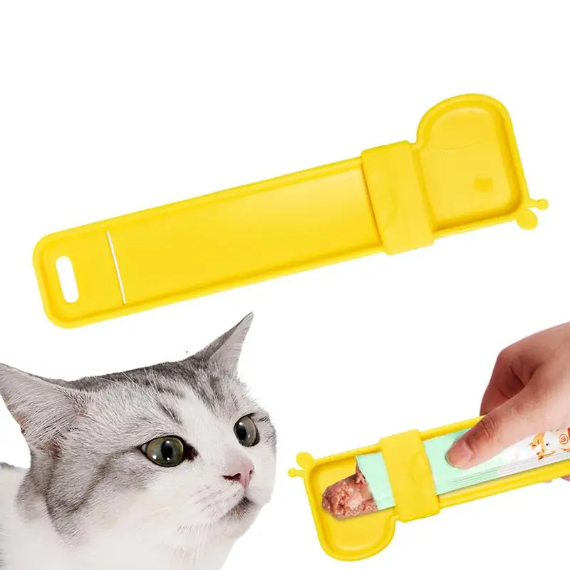 

1pc Cat Strip Squeeze Spoon Pet Feed Spoon Food Scoop Giraffe-Shaped Wet Food Squeezer Spoon Cat Bar Squeezer Feeder Cat Supply