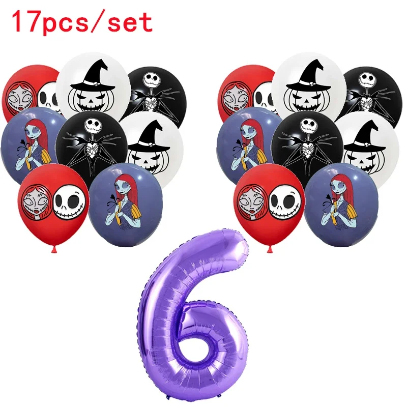 thumbnail image 1 of Decoración para fiesta de cumpleaños de Pesadilla antes de Navidad, pancarta con globos, vajilla, suministros para fiesta de Jack Skellington, juguete de Halloween, 1 of 5