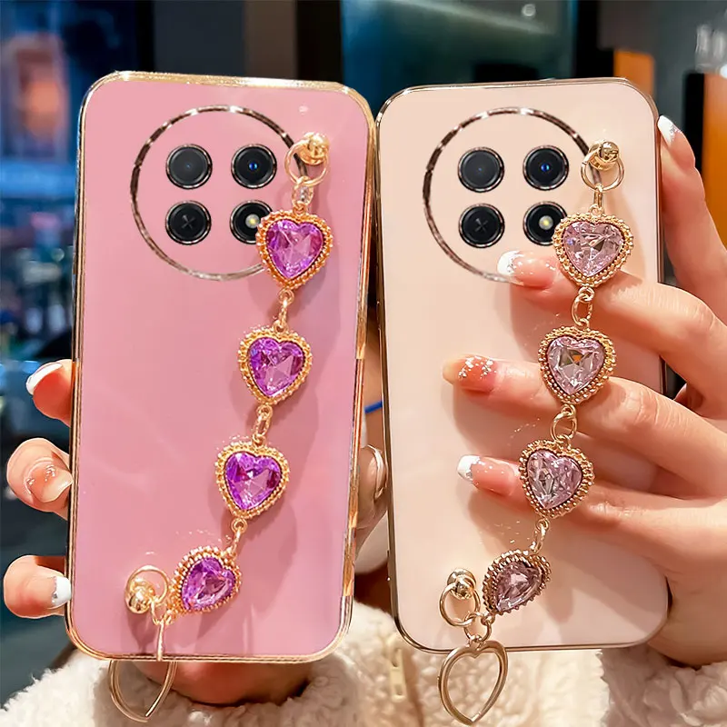 Diamond Bracelet Chain Silicone Case for Huawei Nova Y91 Y90 11i 9 10 SE Mate 50 60 Pro 20X Coque Cover_voghion.com