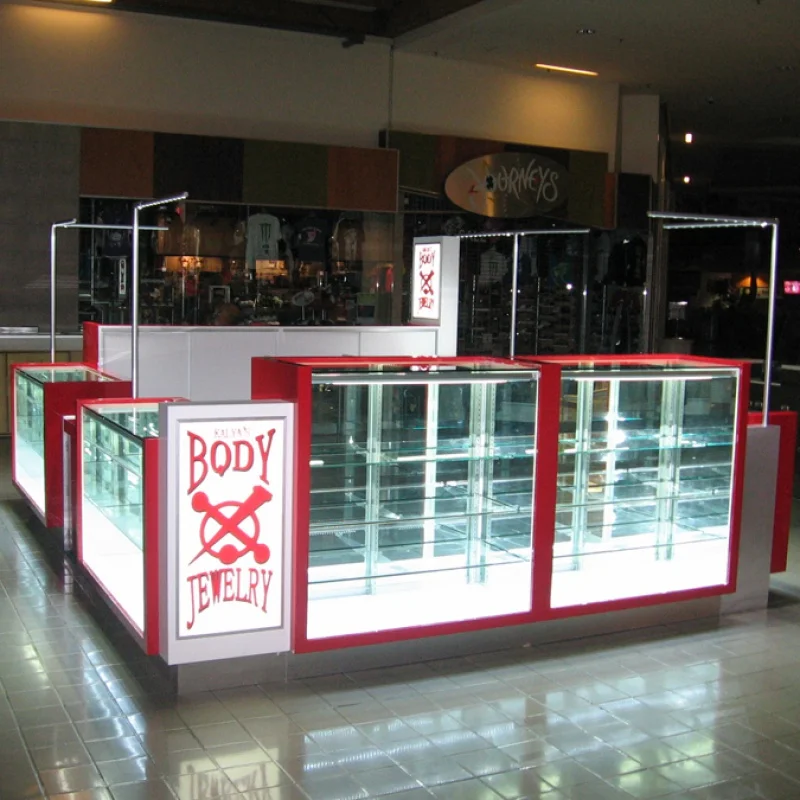 

Custom, Retail Jewelry Store Assembled Glass Display Showcase Counter Shopping Mall Luxury Jewelry Kiosk Booth for Sale
