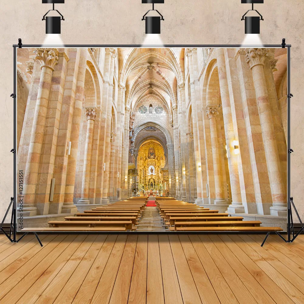 

SHENGYONGBAO Auditorium European Style Church Photography Backdrop Architecture Zagreb Cathedral Photo Studio Background JT-18