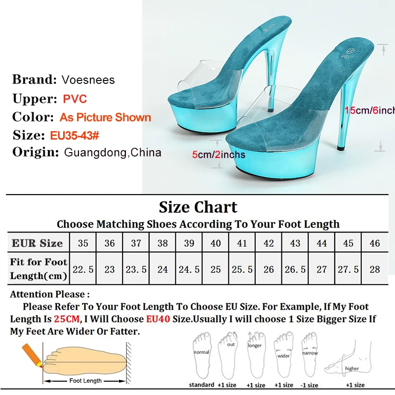 Blue Shine Plating 15cm 6inchs Summer Women Slippers Platform Sandals Sexy Exotic Model Pole Dancing Shoes Strip Party Heels
