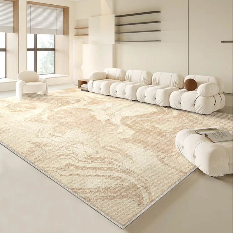 Decorative Carpet Cream Abstract Striped Living Room Bedroom Bedside Sofa Easy Clean
