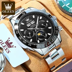 OLEVS Orologio Automatico Meccanico da Uomo Lussuoso in Acciaio Inossidabile, Luminosa, Impermeabile, con Data