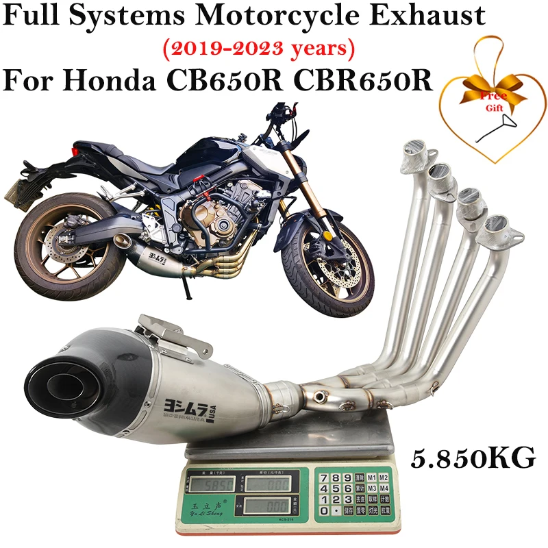 

Для Honda CB650R CBR650R 2019 - 2022 2023 полная система выхлопной трубы мотоцикла из углеродного волокна