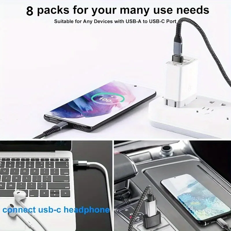 8-Pack USB-C Female to USB Adapter Set