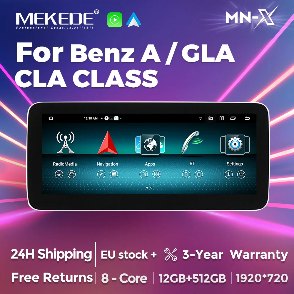 12,5 ''Wireless Carplay Android 14 AUTO Auto Radio GPS Bildschirm Für Mercedes-Benz A-Klasse W176 GLA X156 CLA C117 G W463 Multimedia