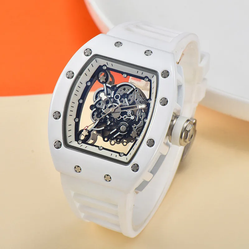 

Top luxury brand Richard waterproof hollowed out tiger head watch ceramic oil mechanical walking men's and women's quartz watch