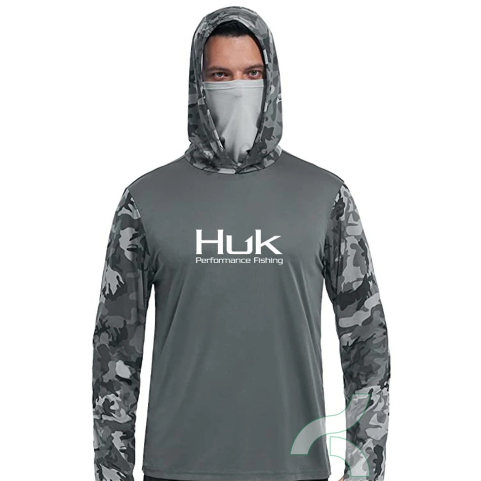 HUK Fishing Shirts Outdoor Summer Long Sleeve Hoodie UPF 50+ T-shirt Tops  Sun Protection Jersey Men's Face Mask Fishing Clothes - AliExpress