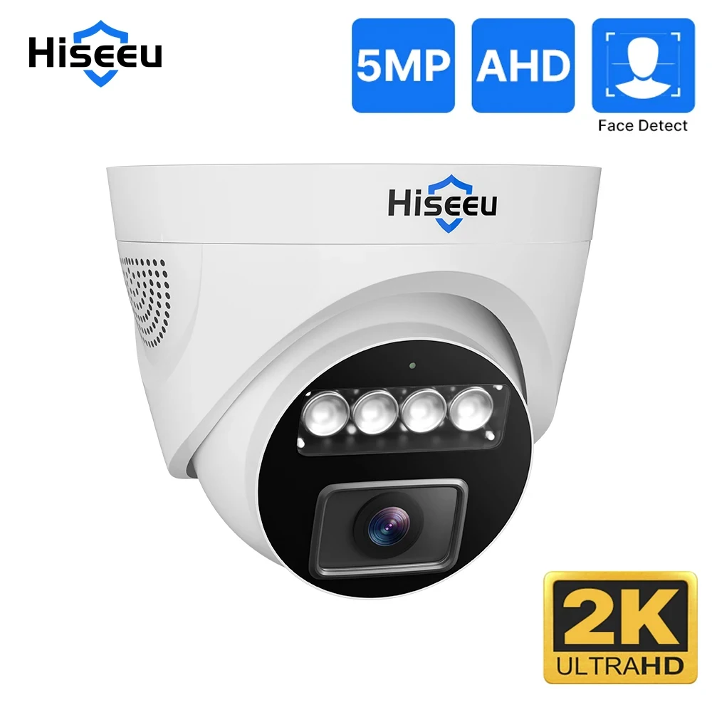 Hiseeu 5MP AHD Camera H.265 Indoor Security Waterproof Night Vision Real-time Video CCTV Surveillance Dome Camera XMEye Pro APP x box 1 channel mini cctv dvr support sd card real time xbox hd mini 1ch dvr board mpeg 4 video compression