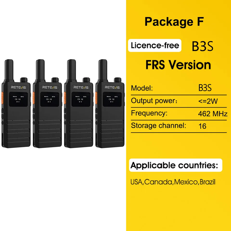 Retevis B63B Walkie Talkies, Rechargeable Walkie Talkie with Earpiece, 3 Buttons Front, 1620mAh, 15mm Ultra-thin, Portable 2-Way Radio for Hotel