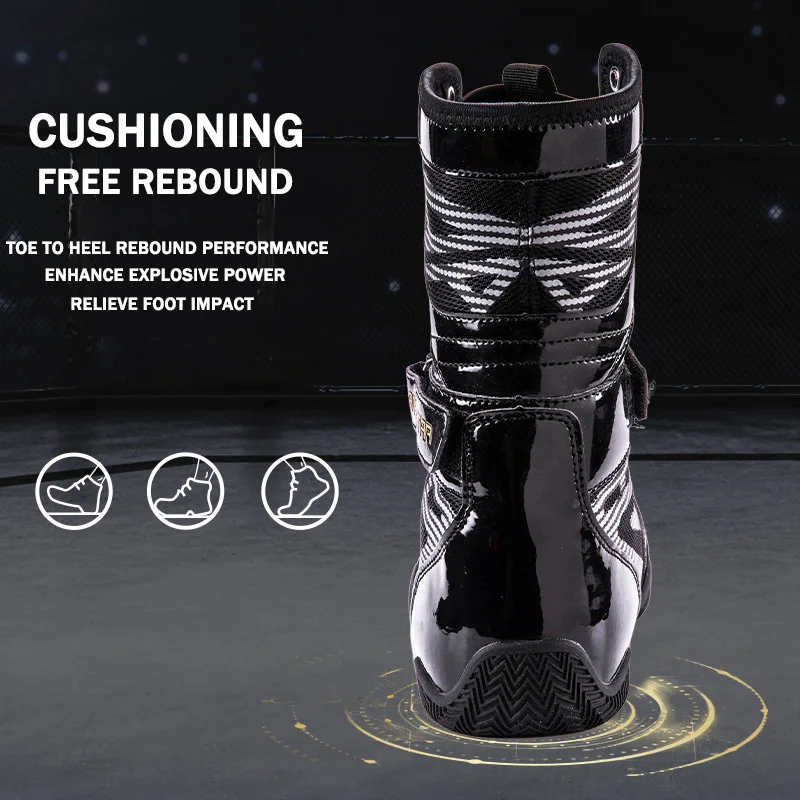 TaoBo Original LARA STAR Pro Boxing Shoes for Men High Top Wrestling Sneakers Anti Slip Hook Loop Lace Weight Lifting Boots