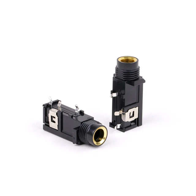 2Pcs/Lot 6.35mm Stereo Audio Socket Microphone Headphone Female Phone Jack  3Pin PCB Chassis Panel Connector With Nut