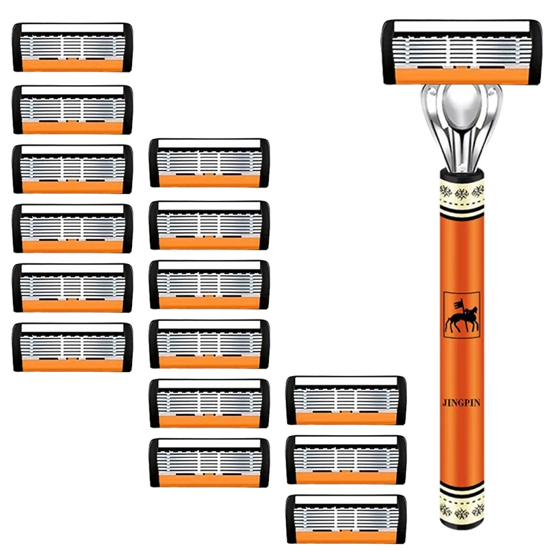 6-Layers Safety Razor Set Men Razor Sharp Stainless Steel Shaving
