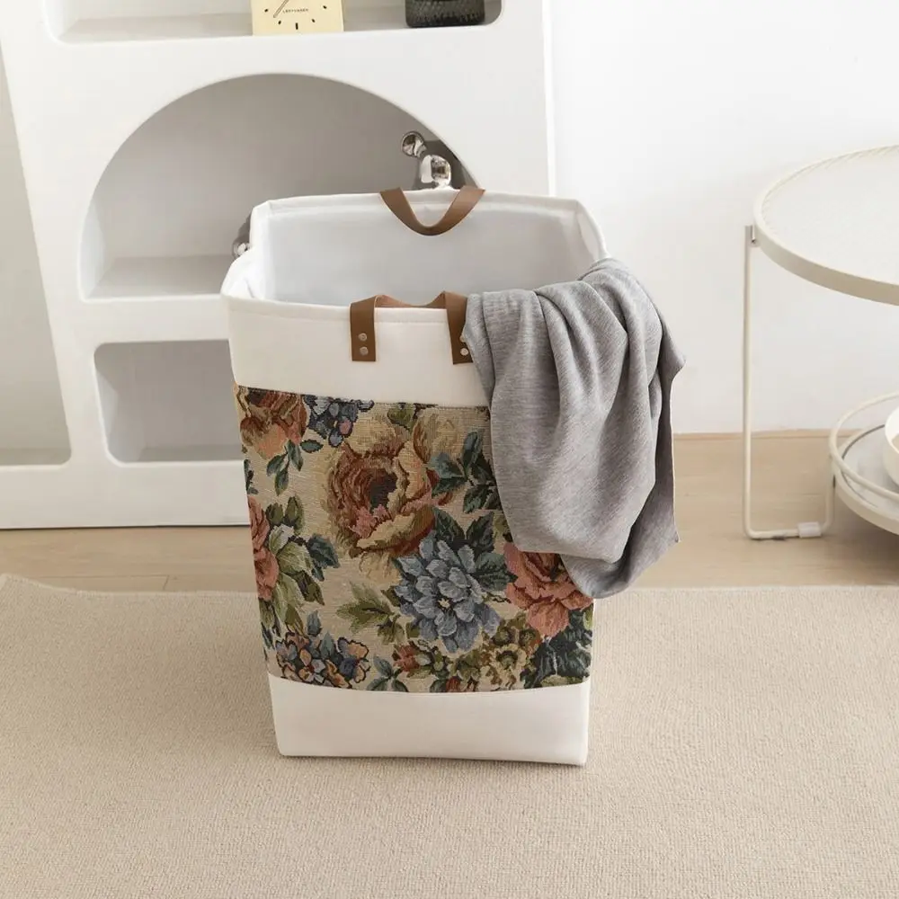 

Large Capacity Dirty Clothes Basket Portable Foldable Sundries Storage Basket Cotton and Linen with Handle Laundry Basket