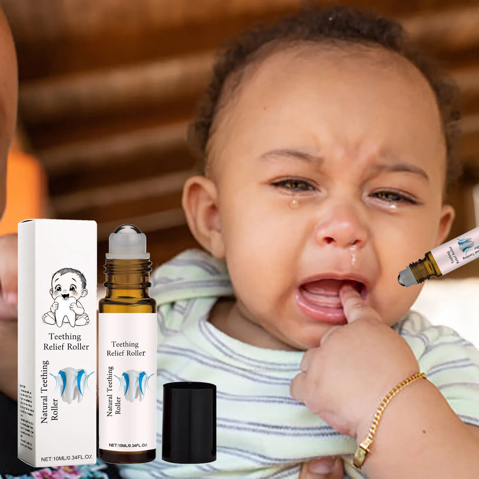 10ML Kid's Teething Massage Roller Soothing Oil Moisturizes And Softens Baby's Skin Roller Teething Oil Soothing rolling ball