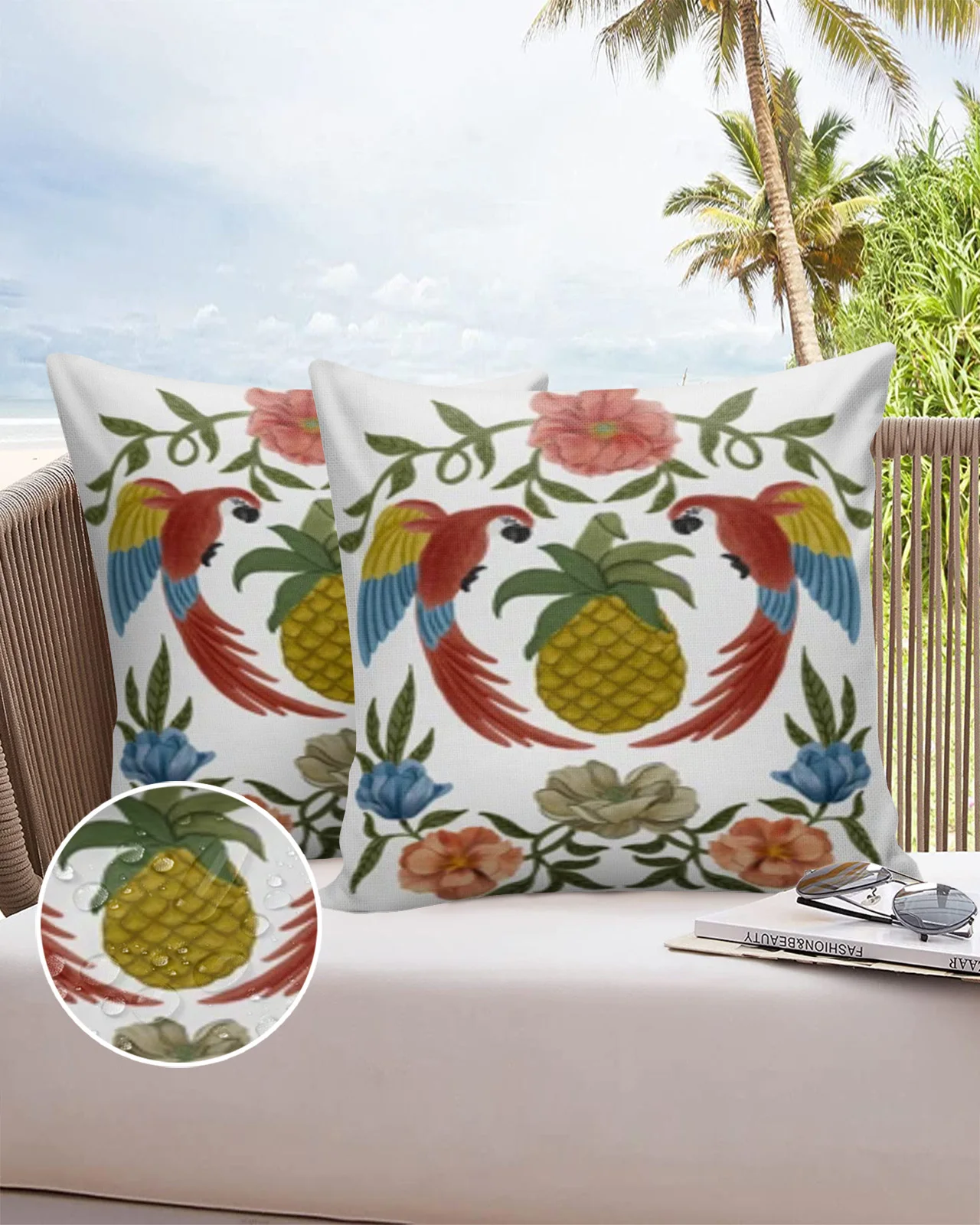 

2/4pcs Tropical Peony Watercolor Waterproof Pillowcase Home Sofa Office Cushion Covers Home Decor Comfortable Pillow Cover