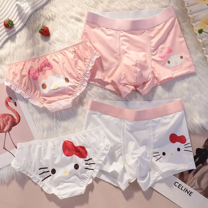 Kawaii Sanrios Couple Panties Anime Hello Kittys Cinnamorol Pachacco  Cartoon Girl Briefs Boys Underpants Ice Silk Soft Underwear