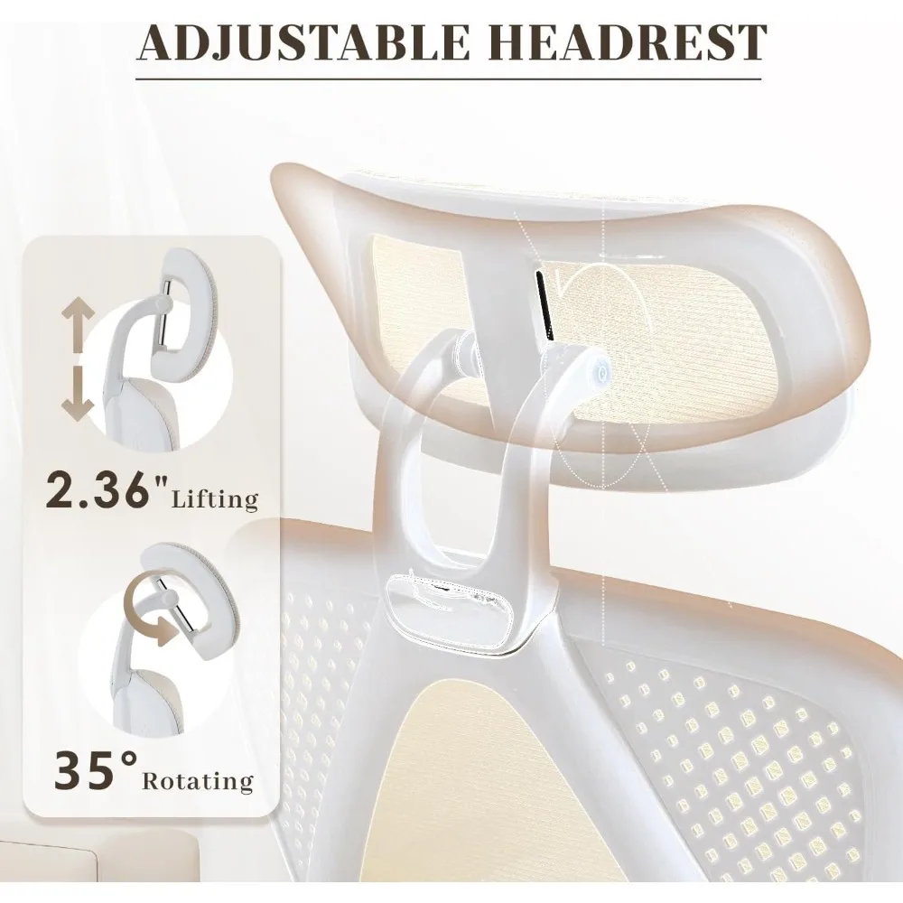 Ergonomic Office Chair, Adjustable Lumbar Support, Retractable Footrest, Breathable Mesh Back Gaming, Offices Chairs 6