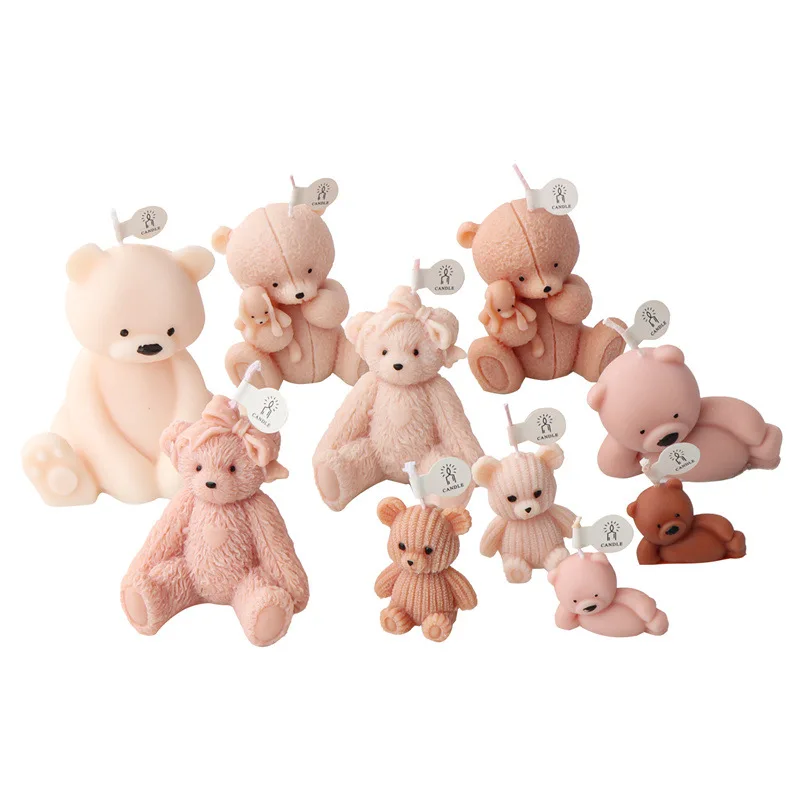 Cartoon Bear 3D Silicone Candle Soap Mold DIY Plaster Sculpture Aromatherapy Decoration Birthday Party Gifts moldes de silicona