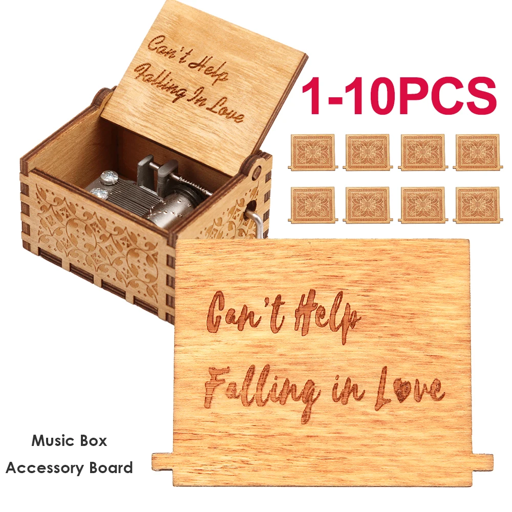 1-10PCS Wooden Board Accessories for Pattern Hand Cranked Music Box Creative Wooden Board Accessory Home Party Ornaments Gift