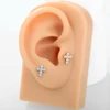1/5pcs Implant Grade Titanium Labret Piercing Internally Threaded Flat Back Stud Earring with CZ Paved Cross Top Body Jewelry 3