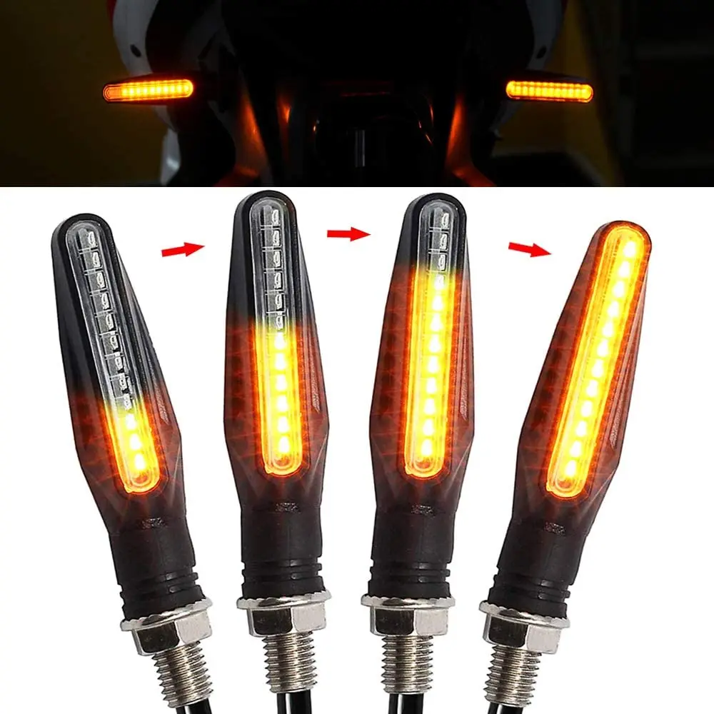 2PCS Motorcycle Turn Signal Lights Universal LED Motorcycle Turn Signal Light 12v IP68 Waterproof Amber Flasher Indicator Blinker Rear Lights Lamp Accessories