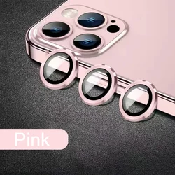 Premium Metal Ring Camera Lens Protector - Full Cover Glass Shield - 14 ProMax(3Pcs) (Pink)
