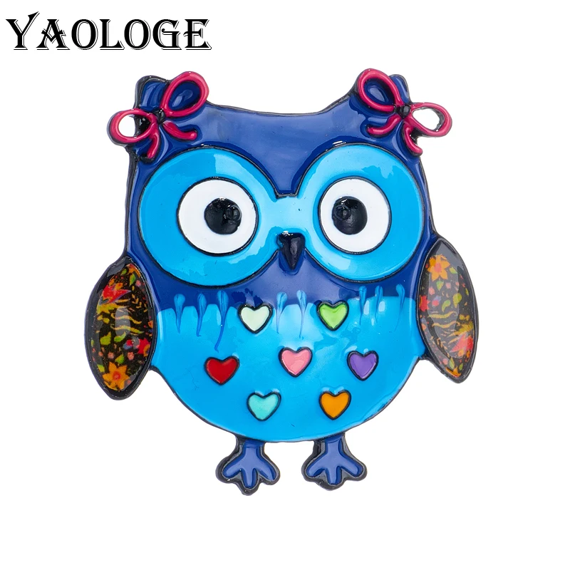 

YAOLOGE Lovely Colorful Enamel Owl Brooches For Women Kids Creative Cartoon Animal Bird Badge Casual Office Brooch Pins Gifts