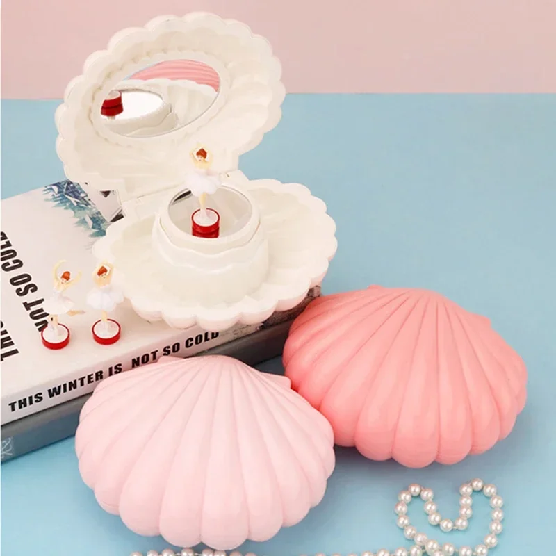 Shell Shape Clockwork Musical Boxes Girls Dancing Ballerina Musical Box Christmas B For Girirthday Jewelry Box Gifts Ornaments
