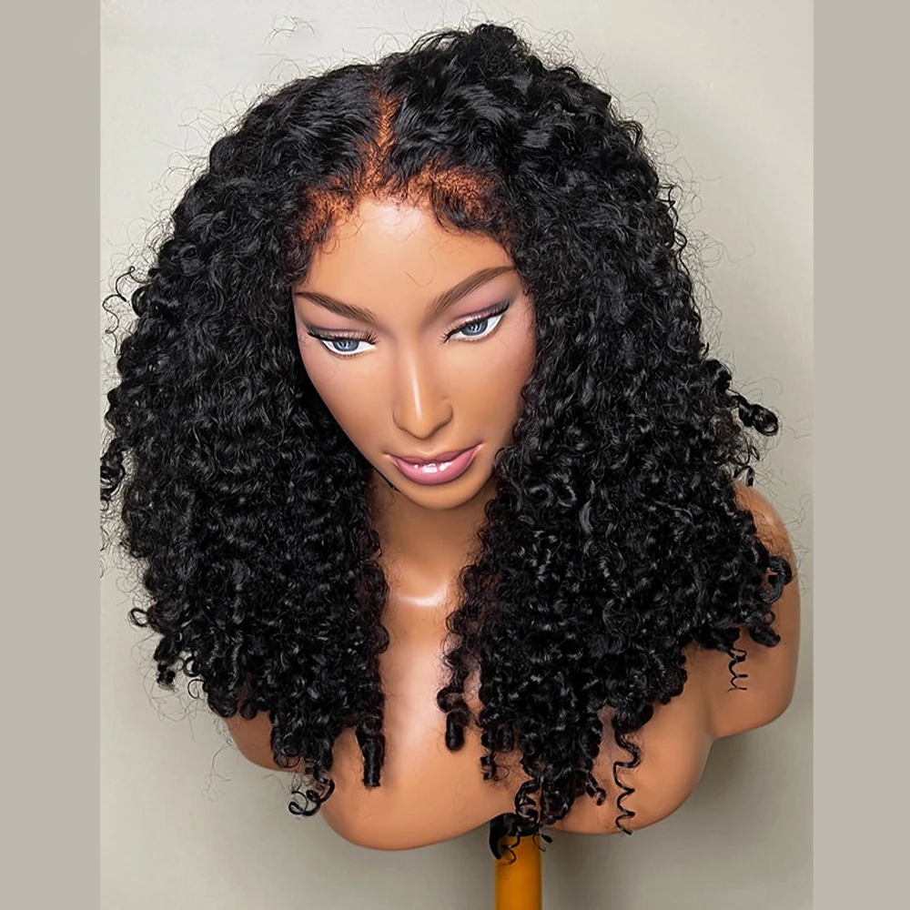 

Preplucked Soft 26"Long 180%Density Kinky Curly Black Deep Lace Front Wigs For Women Baby Hair Glueless Heat Resistant Daily